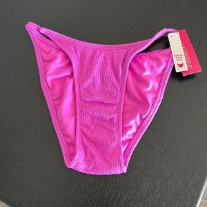 NWT * Xhilaration Neon Purple High Leg Scoop Waist Swim Bottom in Size Small